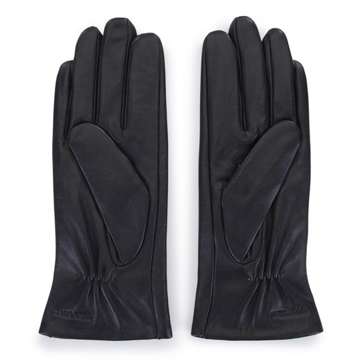 Damskie rękawiczki skórzane z małą kokardką czarne ze sklepu WITTCHEN w kategorii Rękawiczki damskie - zdjęcie 132449677