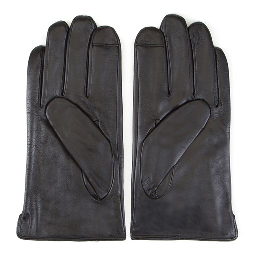 Ocieplane czarne rękawiczki męskie ze skóry naturalnej czarne ze sklepu WITTCHEN w kategorii Rękawiczki męskie - zdjęcie 132449796