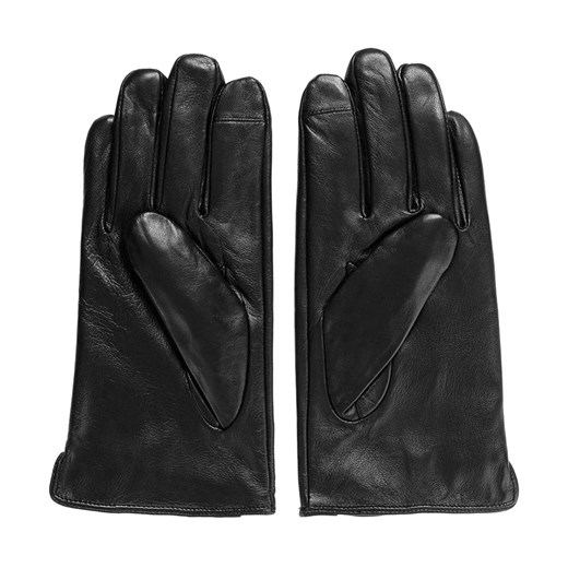 Ocieplane czarne rękawiczki męskie ze skóry naturalnej czarne ze sklepu WITTCHEN w kategorii Rękawiczki męskie - zdjęcie 132449805