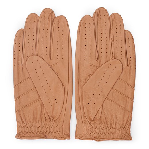 Rękawiczki samochodowe męskie ze skóry licowej camelowe ze sklepu WITTCHEN w kategorii Rękawiczki męskie - zdjęcie 132449815