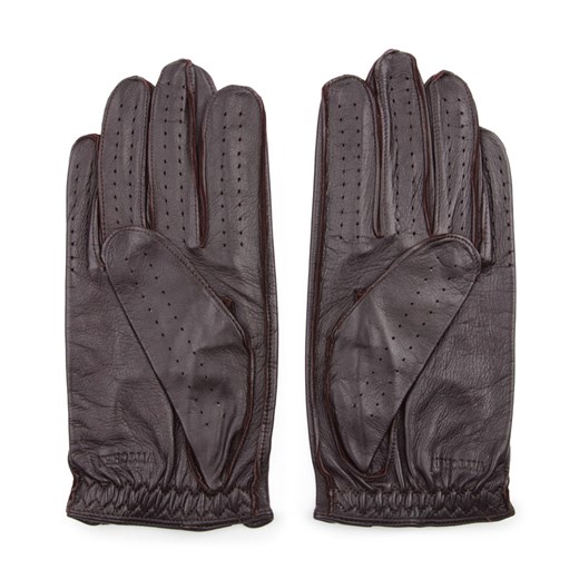 Samochodowe rękawiczki męskie czarne ze skóry naturalnej ciemny brąz ze sklepu WITTCHEN w kategorii Rękawiczki męskie - zdjęcie 132449816