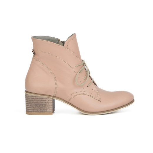 sznurowane botki na 5 cm klocku z motywem węża - skóra naturalna - model 482 - Zapato 41 zapato.com.pl