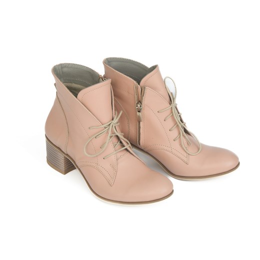 sznurowane botki na 5 cm klocku z motywem węża - skóra naturalna - model 482 - Zapato 37 zapato.com.pl