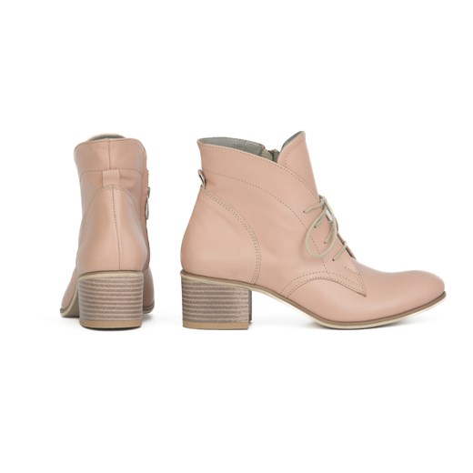 sznurowane botki na 5 cm klocku z motywem węża - skóra naturalna - model 482 - Zapato 41 zapato.com.pl