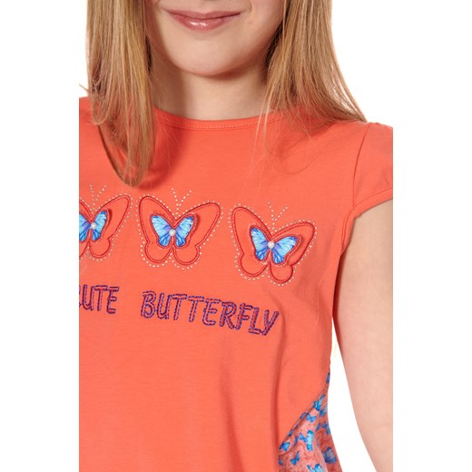Bluzeczka dziewczęca z dłuższym tyłem pomarańczowa NDZ8158 116 okazyjna cena fasardi.com