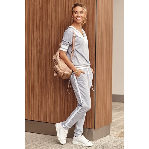 Szary dres damski z krótkim rękawem FK540 S fasardi.com