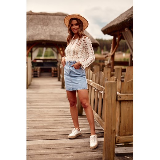 Spódniczka jeansowa z gumką w pasie 063 XS fasardi.com