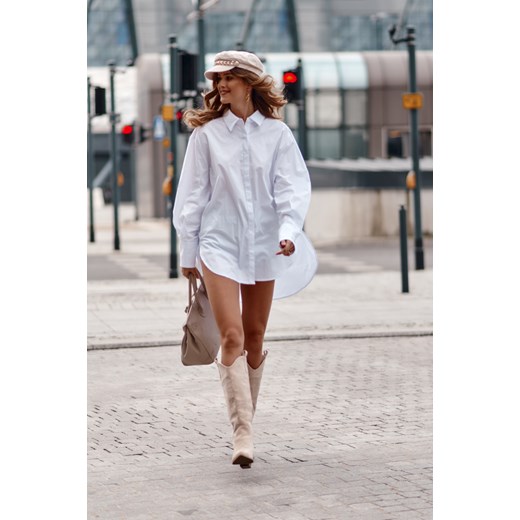 Asymetryczna koszula oversize biała 003200 UNIW fasardi.com