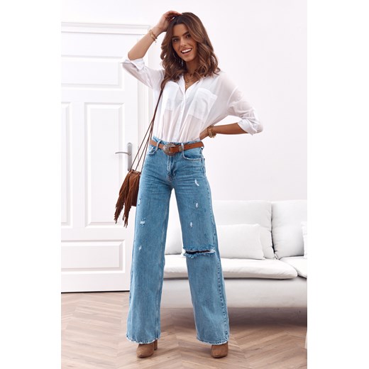 Szerokie spodnie jeansowe wide RR2065 S okazja fasardi.com