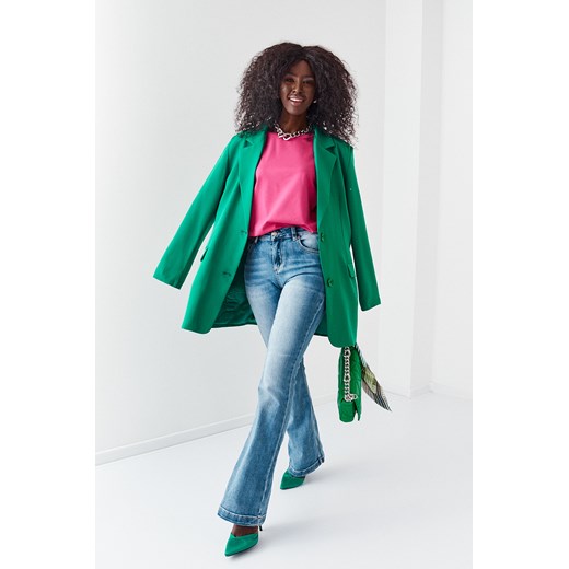 Elegancka marynarka damska oversize zielona 225101 S fasardi.com