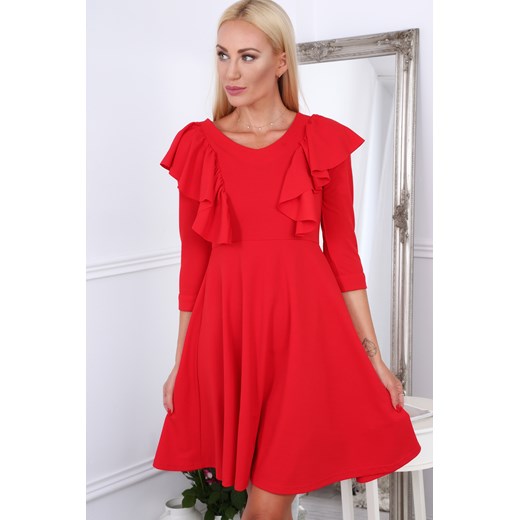 Sukienka z falbanami czerwona 1818 S fasardi.com okazyjna cena