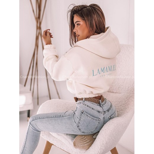 Bluza dresowa z kapturem biała CY420 La Manuel ONE SIZE Charlotte Fashion