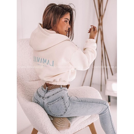 Bluza dresowa z kapturem biała CY420 La Manuel ONE SIZE Charlotte Fashion