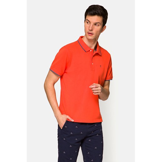 Koszulka Ciemnołososiowa Polo Dominic ze sklepu Lancerto S.A. w kategorii T-shirty męskie - zdjęcie 132677617