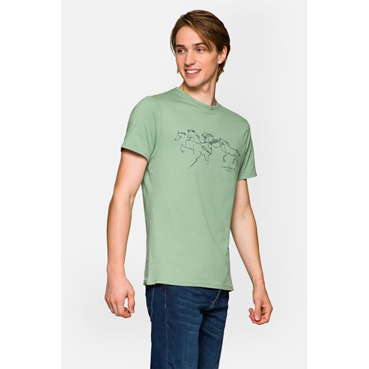 Koszulka Pistacjowa Bawełniana Alfred ze sklepu Lancerto S.A. w kategorii T-shirty męskie - zdjęcie 132677667