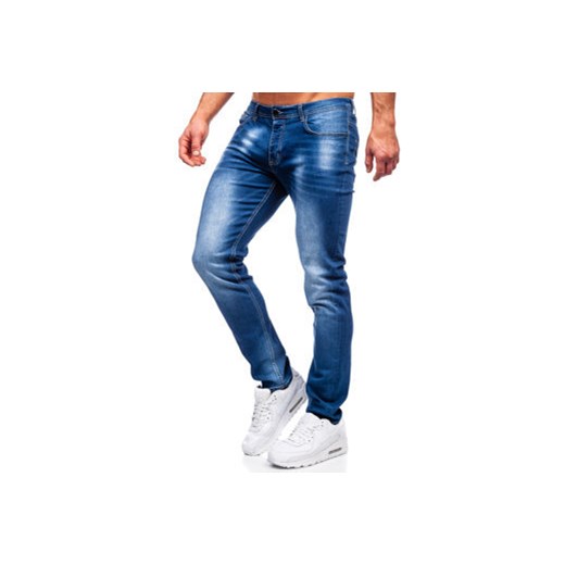 Granatowe spodnie jeansowe męskie regular fit Denley MP019B ze sklepu Denley w kategorii Jeansy męskie - zdjęcie 132691187
