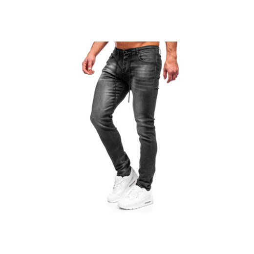 Czarne spodnie jeansowe męskie regular fit Denley MP021N ze sklepu Denley w kategorii Jeansy męskie - zdjęcie 132691219