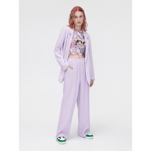 Cropp - Liliowe spodnie wide leg - Fioletowy Cropp 32 Cropp