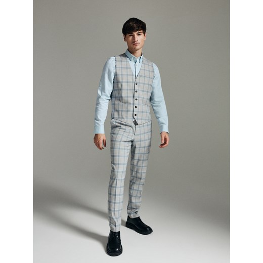 Reserved - Eleganckie spodnie slim fit w kratę - Szary Reserved 54 Reserved