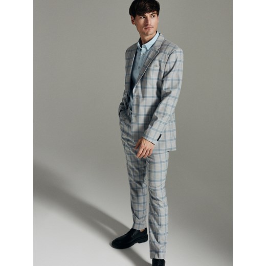 Reserved - Eleganckie spodnie slim fit w kratę - Szary Reserved 52 Reserved