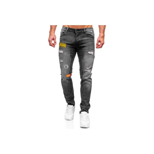 Czarne spodnie jeansowe męskie regular fit Denley MP0047N 33/L Denley promocyjna cena