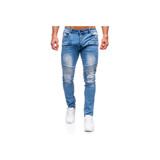 Błękitne spodnie jeansowe męskie regular fit Denley MP0029BC ze sklepu Denley w kategorii Jeansy męskie - zdjęcie 132754466