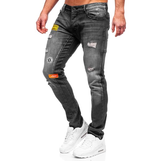 Czarne spodnie jeansowe męskie regular fit Denley MP0047N 34/L okazja Denley