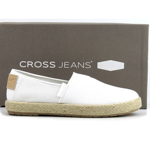 Espadryle damskie, półbuty na lato - CROSS JEANS JJ2R4001C, białe Cross Jeans 38 ulubioneobuwie