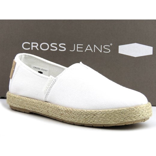Espadryle damskie, półbuty na lato - CROSS JEANS JJ2R4001C, białe Cross Jeans 41 ulubioneobuwie