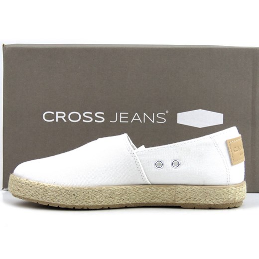 Espadryle damskie, półbuty na lato - CROSS JEANS JJ2R4001C, białe Cross Jeans 41 ulubioneobuwie