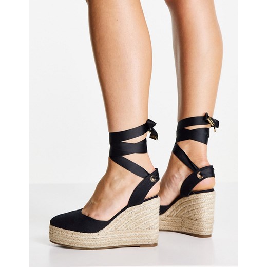 schuh – Vertigo – Czarne espadryle na koturnie z zakrytymi palcami-Black Schuh 39 Asos Poland