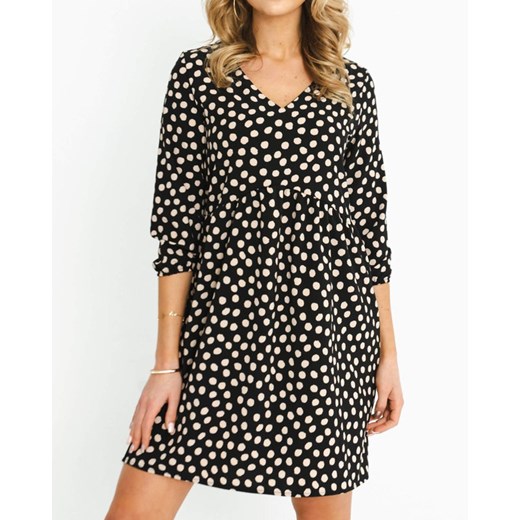 Czarna damska sukienka mini w groszki - Odzież Royalfashion.pl XL - 42 royalfashion.pl