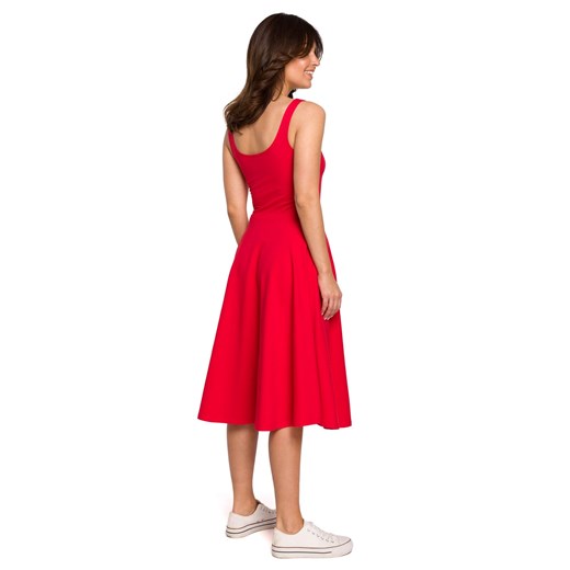 B218 Sukienka rozkloszowana na cienkich ramiączkach - czerwona Be L (40) Świat Bielizny