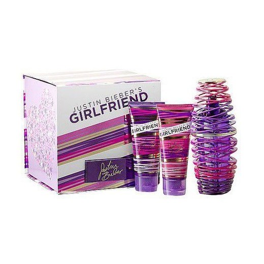 Justin Bieber Girlfriend W Zestaw perfum Edp 100ml + 100ml Balsam + 100ml Mleczko pod prysznic perfumy-perfumeria-pl fioletowy balsamy