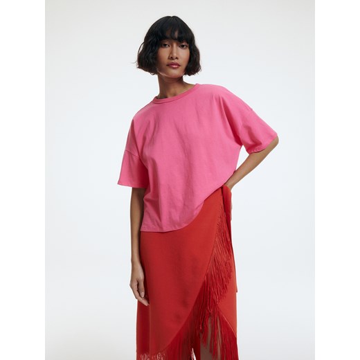 Reserved - Bawełniany t-shirt oversize - Różowy Reserved S Reserved