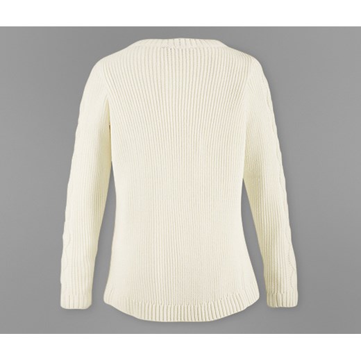 Sweter ze wzorem w warkocze, biały