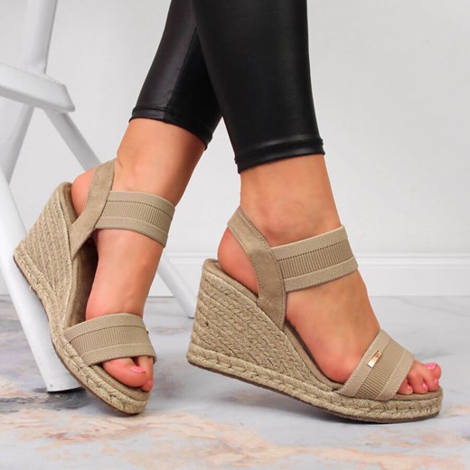 Sandały espadryle na koturnie beżowe Big Star JJ274978 38 wyprzedaż ButyRaj.pl