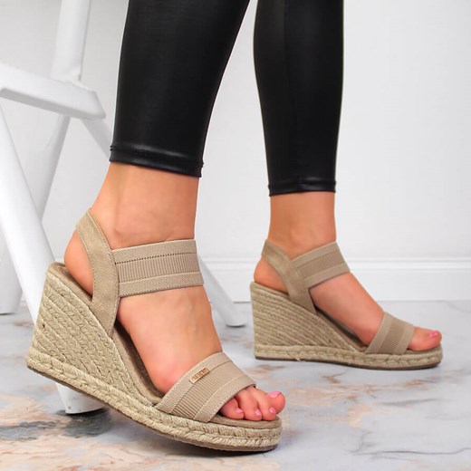 Sandały espadryle na koturnie beżowe Big Star JJ274978 41 promocyjna cena ButyRaj.pl