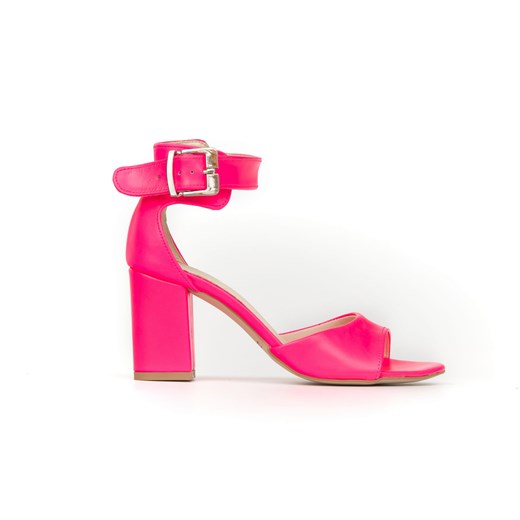 sandałki na słupku - skóra naturalna - model 348 - różowy neon Zapato 37 zapato.com.pl promocja