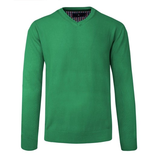 Sweter w Serek, Zielony, Bawełniany, V-neck, Męski -BARTEX SWKOWbrtx0013zielonyV ze sklepu JegoSzafa.pl w kategorii Swetry męskie - zdjęcie 133009326