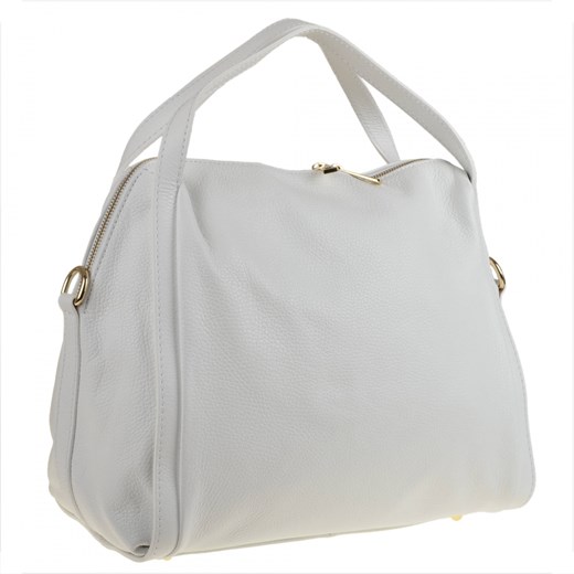 Pojemna torebka skórzana biała rozmiar l ze sklepu melon.pl w kategorii Torby Shopper bag - zdjęcie 133010555