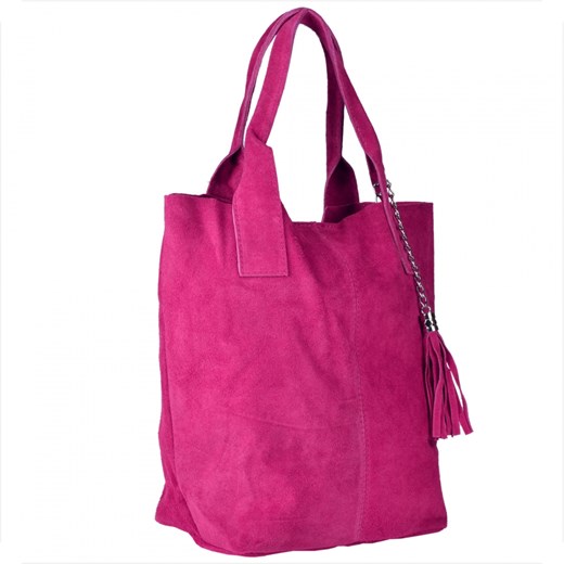 Torba worek zamszowa fuksja z podszewką i zamkiem ze sklepu melon.pl w kategorii Torby Shopper bag - zdjęcie 133010737