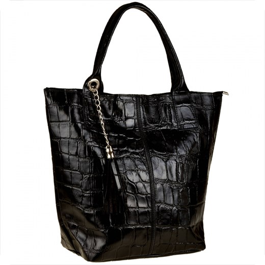 Torebka worek skóra naturalna shopper czarna wzór aligatora ze sklepu melon.pl w kategorii Torby Shopper bag - zdjęcie 133012139