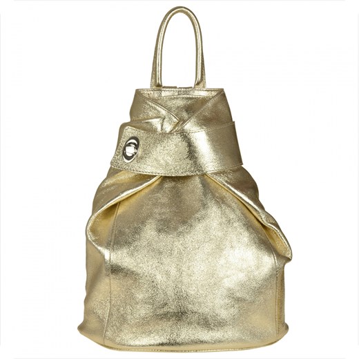 Zgrabny plecak skórzany damski złoty metaliczny ze sklepu melon.pl w kategorii Plecaki - zdjęcie 133013368