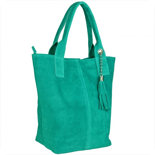 Torba worek zamszowa turkusowa z podszewką i zamkiem ze sklepu melon.pl w kategorii Torby Shopper bag - zdjęcie 133014016