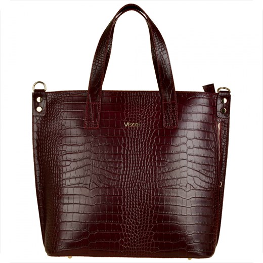 Vezze torba skórzana shopper bag bordowa wzór wężowej skóry ze sklepu melon.pl w kategorii Torby Shopper bag - zdjęcie 133015585