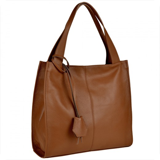 Duża torebka włoska shopper bag camel brązowa skóra naturalna ze sklepu melon.pl w kategorii Torby Shopper bag - zdjęcie 133015609