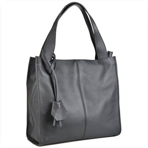 Duża torebka włoska shopper bag szara skóra naturalna ze sklepu melon.pl w kategorii Torby Shopper bag - zdjęcie 133016049