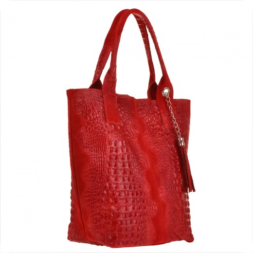 Torba worek z miękkiej skóry bardzo lekka xlczerwona /krokodylek/ ze sklepu melon.pl w kategorii Torby Shopper bag - zdjęcie 133016889
