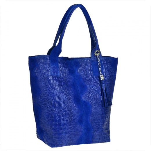 Torba worek z miękkiej skóry bardzo lekka xl chabrowy szafir ze sklepu melon.pl w kategorii Torby Shopper bag - zdjęcie 133016997